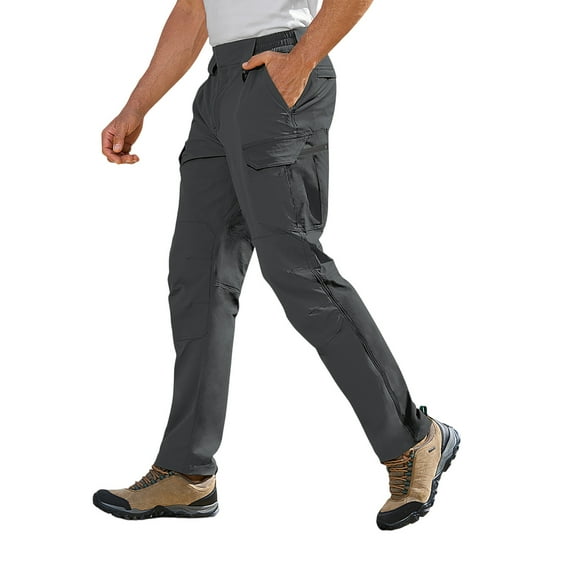 WTOBBY Men's Water-Resistant Work Pants with Zipper Pockets Tactical Cargo Trousers for Outdoor Construction Hiking Camping Travel Activities - Durable Ripstop Material Design,Gray 3XL