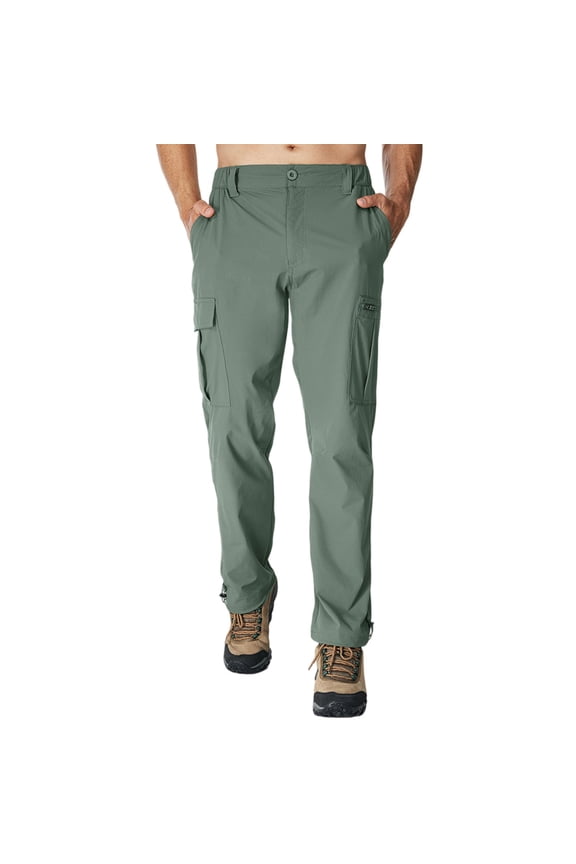 Men's Waterproof Breathable Hiking Pants Quick-Dry Trekking Cargo Trousers with Zipper Pockets & Moisture-Wicking Technology - Outdoor Athletic Performance Cuffed Long Pants,Green M