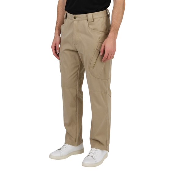 WTOBBY Men's Waterproof Ripstop Fleece-Lined Work Pants with Multi-Pockets for Outdoor Tactical Hiking Camping Fishing Durable Zippered Men's Trousers,Khaki L