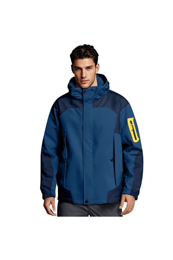 Men's Waterproof Sun Protection Jacket, UPF 50+ Outdoor Sports Windbreaker with Hood, Quick-Dry Hiking Commuter Coat,Dark Blue M