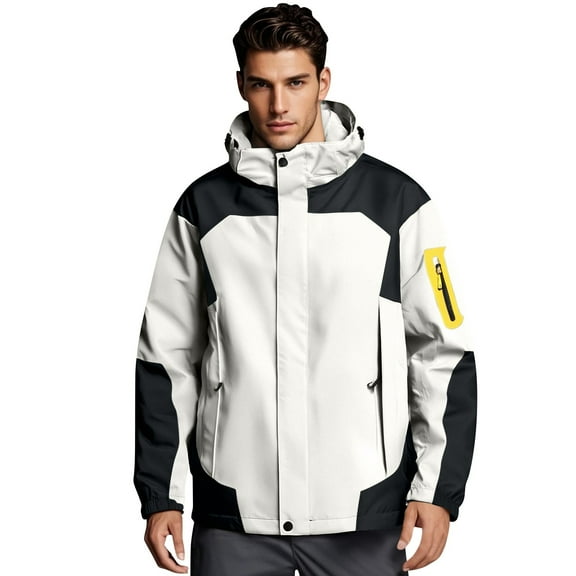 WTOBBY Men's Waterproof Sun Protection Jacket, UPF 50  Outdoor Sports Windbreaker with Hood, Quick-Dry Hiking Commuter Coat,Khaki L