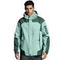thumbnail image 1 of WTOBBY Men's Waterproof Sun Protection Jacket, UPF 50+ Outdoor Sports Windbreaker with Hood, Quick-Dry Hiking Commuter Coat,Light Green 2XL, 1 of 5