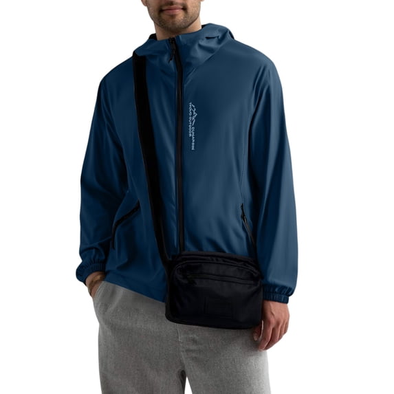 WTOBBY Men's Winter Waterproof Hardshell Jacket, Windproof Outdoor Casual Coat with Adjustable Hood, Insulated Warmth for Snow Activities,Navy 5XL
