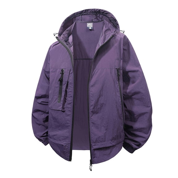 WTOBBY Men's and Women's Same Summer Sun Protective Clothing, Lightweight Breathable Anti-UV UPF 50+ Outdoor Sports Skin Jacket for Sun Shade and Daily Use ,Purple M