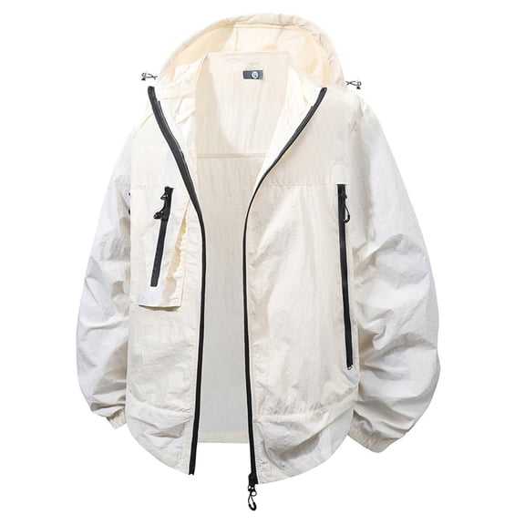 WTOBBY Men's and Women's Same Summer Sun Protective Clothing, Lightweight Breathable Anti-UV UPF 50  Outdoor Sports Skin Jacket for Sun Shade and Daily Use ,White S