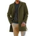 thumbnail image 1 of WTOBBY Men's Wool Blend Trench Coat, Notched Collar Single-Breasted Overcoat for Business Casual Winter Wear with Pockets, Slim Fit and Mid-Length for Formal Occasions,Army Green L, 1 of 5
