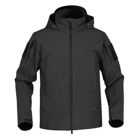 WTOBBY Men's Workwear Waterproof Hooded Jacket, Loose Fit Zip Pocket Warm Coat, Long Sleeve Outdoor Casual Wear for Fishing and Hiking,Black XL