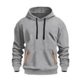 thumbnail image 1 of WTOBBY Men's Zip Up Hoodie with Arm Pockets, Large Size Casual Cardigan Style Sweatshirt for Sports Workout, Loose Fit Breathable Streetwear,Light Gray XL, 1 of 4