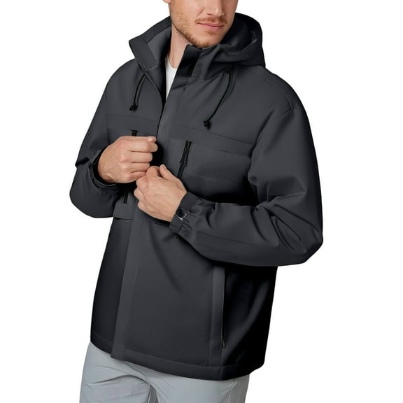 WTOBBY Men's and Women's Outdoor Sports Windbreaker Jacket, Work Style Hooded Coat for Unisex Athletic and Casual Wear Protection,Black M