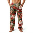 thumbnail image 1 of WTOBBY Mens Christmas Flannel Sleep Pants with Festive Print Pockets, Soft Fleece-Lined Lounge Pants for Holiday, Cozy Winter PJ Bottoms for Men,Red XL, 1 of 6