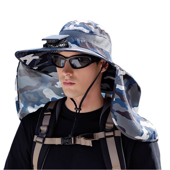 WTOBBY Multi Sport Solar Fan Hat, Unisex Outdoor Performance Cap with Enhanced Airflow Technology for Hiking, Fishing and Extreme Weather Conditions,Blue
