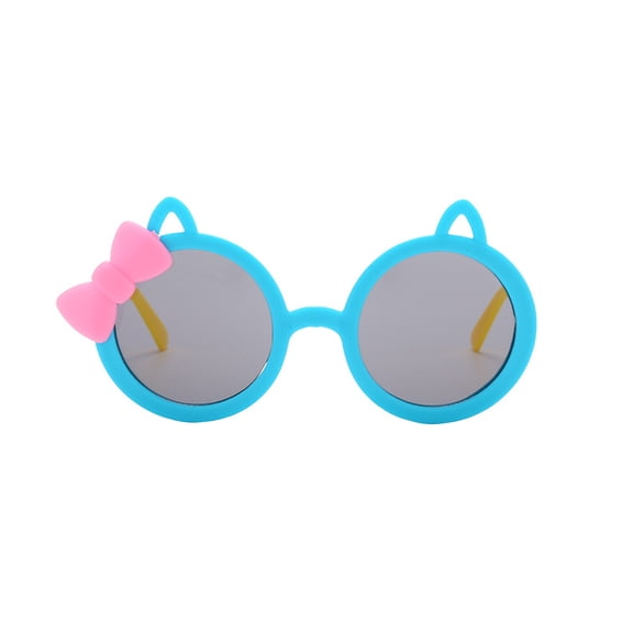 WTOBBY PC Material Children's Sunglasses with Knot Design, UV Protective Round Frame Glasses, Impact-Resistant Kids Shades for Beach Play (Multiple Colors),Blue