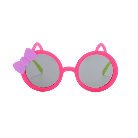 WTOBBY PC Material Children's Sunglasses with Knot Design, UV Protective Round Frame Glasses, Impact-Resistant Kids Shades for Beach Play (Multiple Colors),Wine