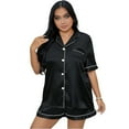 thumbnail image 1 of WTOBBY Plus Size Women's Pajama Set 3X-6X Loose Fit Cotton Top & Pants Comfy Sleepwear Home Loungewear Cozy Lounge Outfit Soft Nightwear,Black 2XL, 1 of 6