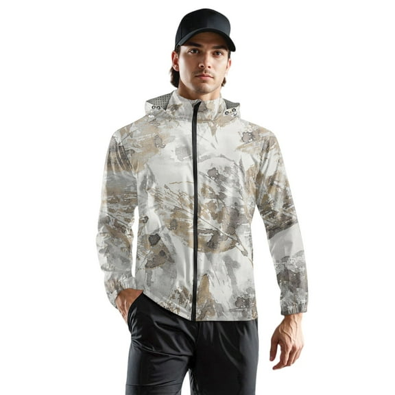 WTOBBY Quick-Dry Lightweight Camouflage Print Hooded Sports Jacket, Windproof Rainproof Sun Protective UPF 50  for Unisex Children and Adults, Ideal for Summer Training Running,Mint Green 160