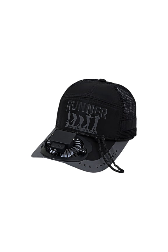 RUNNER Series Solar Fan Hat, Sport Performance Cooling Cap with Next Gen Airflow Technology, UPF 50+ Sun Protection for Athletes,Black