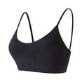 thumbnail image 1 of WTOBBY Seamless Y-Back Sports Bra for Women: Padded Low Impact Support, Sexy Thin Strap Design for Yoga & Fitness, Flattering Lift and Comfortable Wirefree Coverage,Black L, 1 of 4