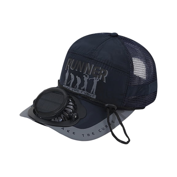 WTOBBY Solar Powered Cooling Hat for Active Adults, Stealth Fan Technology Cap with 8 Hour Extended Battery Life, Ultra Light UPF 50+ Travel Gear,Navy