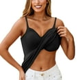 thumbnail image 1 of WTOBBY Supportive Women's Padded Camisole with Removable Chest Pad, Sexy Oversized Layering Tank Top, Soft Stretchy Plus Size Sleepwear Essential ,Black L, 1 of 5