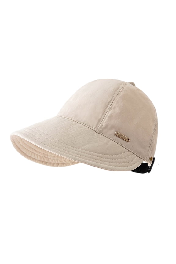Three Season Women's Baseball Sun Hat, Full Face Cover UV Protective Visor Cap, Rubberized Adjustable Fisherman Style for Spring Summer Fall,Beige