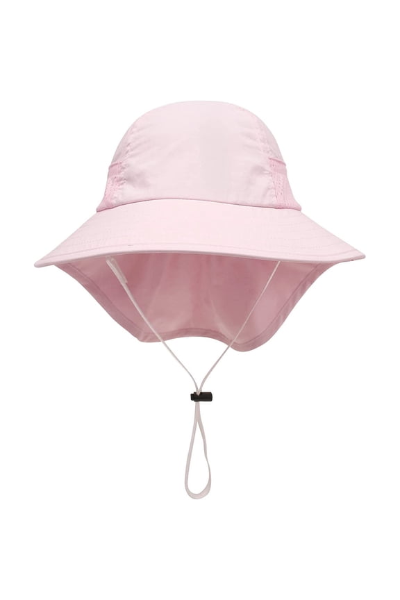Toddler Sun Hat for Ages 1 to 3 Years, Baby Beach Hat with Wide Neck Flap Protection, UPF 50+ Infant Hat for Outdoor Play and Family Vacations,Pink L