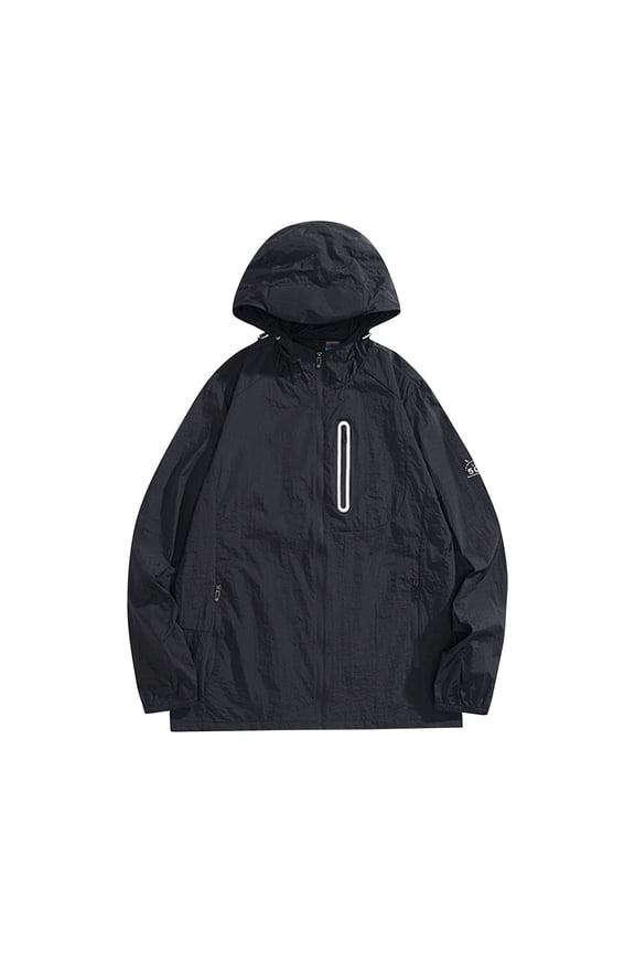 Unisex Couple Design Summer Sun Protective Clothing, Light Breathable Anti-UV UPF 50+ Skin Jacket for Outdoor Sports and Casual Wear, Matching for Men and Women ,Black L