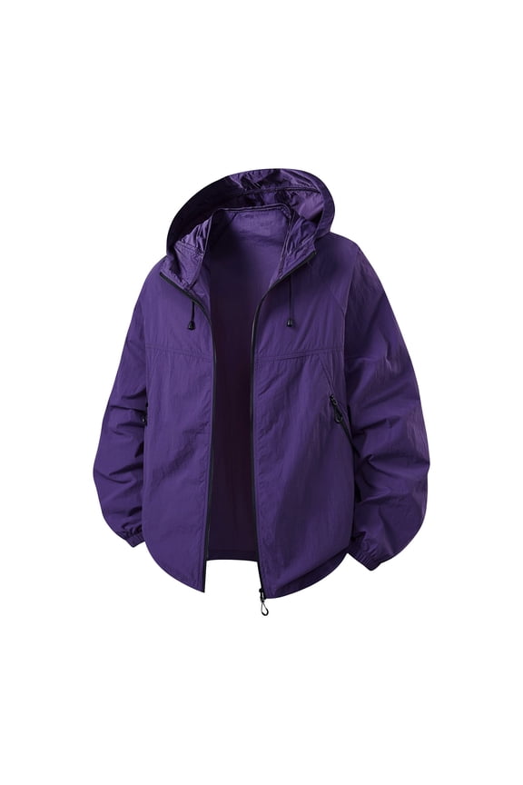 Unisex Sun Protective Jacket Set, Couple Matching Quick-Dry Workwear Tops with UPF 50+, Outdoor Water-Resistant Breathable Skin Layer,Purple S