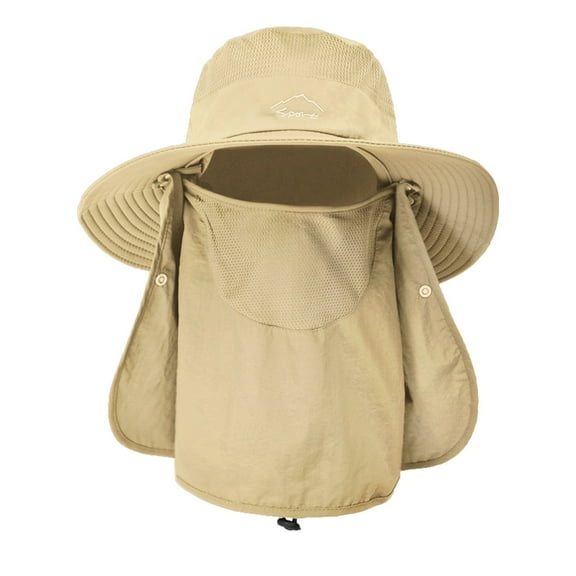 WTOBBY Unisex Wide Brim Solar Fisherman Hat, Family UV 50  Sun Hat with Cooling Technology for Couples Hiking Trips and Beach Vacations, Ventilated Design,Khaki