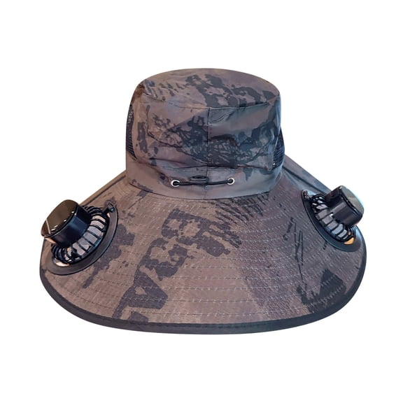 WTOBBY Unisex Wide Brim Solar Hat with Dual Fans, Fishing and Beach Ready Cooling Cap, USB and Solar Power Options for Men and Women, UPF 50+ Protection,Brown