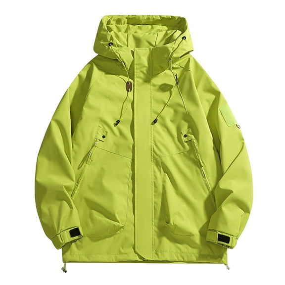 WTOBBY Unisex Windproof Jacket for Autumn Casual Sports - Zipper Workwear Design, Functional and Stylish, Perfect for Men and Women in Outdoor Activities and Daily Use,Fluorescent Green XL