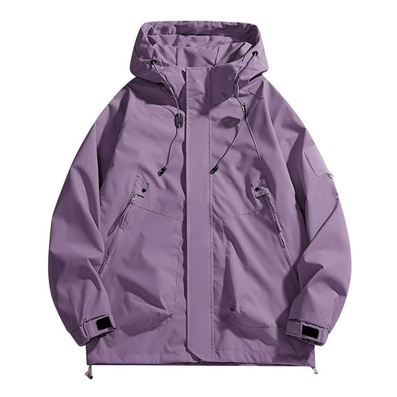 WTOBBY Unisex Windproof Jacket for Autumn Casual Sports - Zipper Workwear Design, Functional and Stylish, Perfect for Men and Women in Outdoor Activities and Daily Use,Purple L