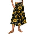thumbnail image 1 of WTOBBY Vacation Style Floral Pleated Skirt Women's Drawstring High Waist Long Skirt Lightweight Summer Beach Skirt Tiered Flowy Boho Skirt with Elastic Waistband,Black L, 1 of 4