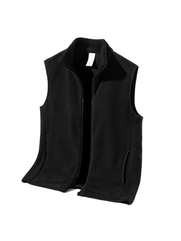Winter Light Luxury Fashion Fleece Vest for Men, Sleeveless Waistcoat Jacket in Solid Color, Warm Casual Layering Piece for Cold Weather Style,Black XL