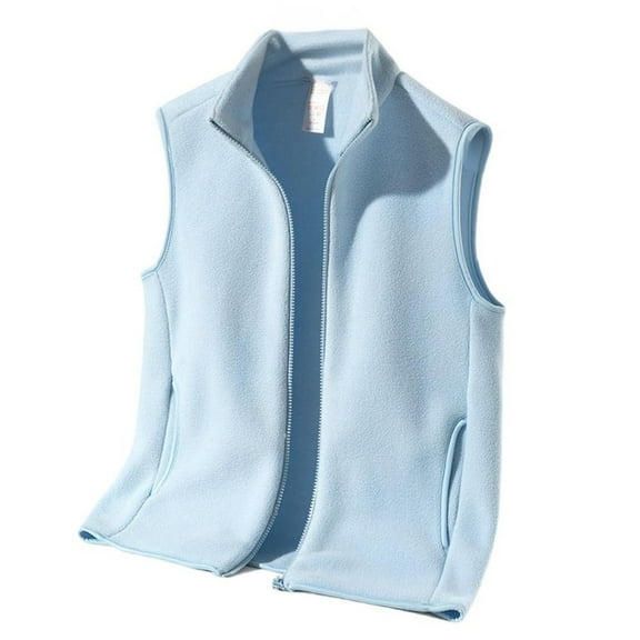 WTOBBY Winter Light Luxury Fashion Fleece Vest for Men, Sleeveless Waistcoat Jacket in Solid Color, Warm Casual Layering Piece for Cold Weather Style,Light Blue 2XL