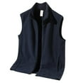 thumbnail image 1 of WTOBBY Winter Light Luxury Fashion Fleece Vest for Men, Sleeveless Waistcoat Jacket in Solid Color, Warm Casual Layering Piece for Cold Weather Style,Navy S, 1 of 4