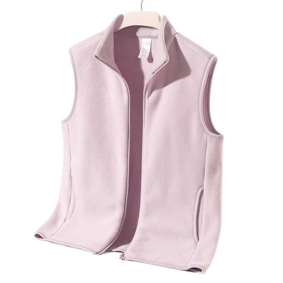 WTOBBY Winter Light Luxury Fashion Fleece Vest for Men, Sleeveless Waistcoat Jacket in Solid Color, Warm Casual Layering Piece for Cold Weather Style,Purple M