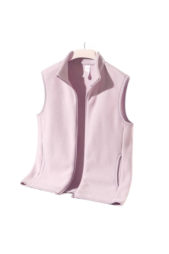 Winter Light Luxury Fashion Fleece Vest for Men, Sleeveless Waistcoat Jacket in Solid Color, Warm Casual Layering Piece for Cold Weather Style,Purple S