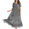 thumbnail image 1 of WTOBBY Women Casual Loose Bohemian Floral Dress Short Sleeve Long Maxi Summer Beach Swing Dress, Flowy for Vacation and Boho Chic,Dark Gray S, 1 of 5