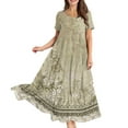 thumbnail image 1 of WTOBBY Women Casual Loose Bohemian Floral Dress Short Sleeve Long Maxi Summer Beach Swing Dress, Flowy for Vacation and Boho Chic,Khaki XL, 1 of 5