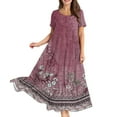 thumbnail image 1 of WTOBBY Women Casual Loose Bohemian Floral Dress Short Sleeve Long Maxi Summer Beach Swing Dress, Flowy for Vacation and Boho Chic,Purple L, 1 of 5