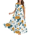 thumbnail image 1 of WTOBBY Women Casual Loose Bohemian Floral Short Sleeve Long Maxi Summer Beach Swing Dress with Flowy Skirt for Festivals and Relaxed Outings,White 2XL, 1 of 5