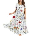 thumbnail image 1 of WTOBBY Women Casual Loose Bohemian Floral Short Sleeve Long Maxi Summer Beach Swing Dress for Festivals Vacation and Boho Chic Look,White M, 1 of 5
