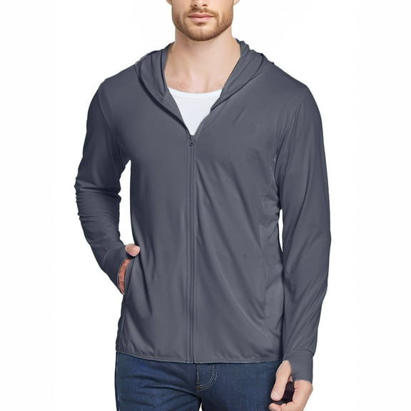 WTOBBY Women and Men Same Fashion Sun Protective Coat, Summer UV Protection Breathable Lightweight Outerwear Jacket with Hood for Outdoor Activities ,Dark Gray M