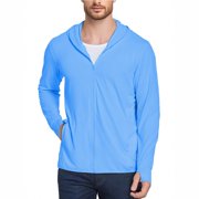 WTOBBY Women and Men Same Fashion Sun Protective Coat, Summer UV Protection Breathable Lightweight Outerwear Jacket with Hood for Outdoor Activities ,Sky Blue XL