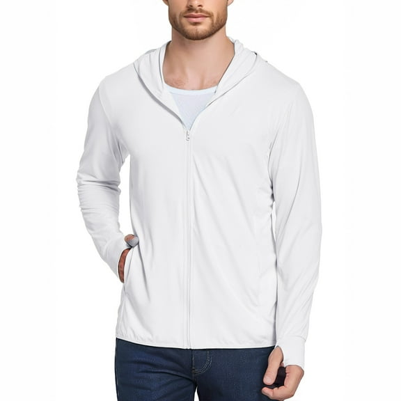 WTOBBY Women and Men Same Fashion Sun Protective Coat, Summer UV Protection Breathable Lightweight Outerwear Jacket with Hood for Outdoor Activities ,White M