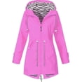 thumbnail image 1 of WTOBBY Women Solid Rain Jacket Outdoor Waterproof Hooded Windproof with Zipper, 3-in-1 Design for Hiking Suit and Mountaineering,Hot Pink XL, 1 of 4