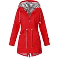 thumbnail image 1 of WTOBBY Women Solid Rain Jacket Outdoor Waterproof Hooded Windproof with Zipper, 3-in-1 Design for Hiking Suit and Mountaineering,Red 2XL, 1 of 4