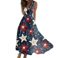 thumbnail image 1 of WTOBBY Women's 4th of July Independence Day Print Summer Casual V-Neck Sleeveless Ruffled Waist Maxi Dress for Patriotic Events and Festivals,WineXL, 1 of 5