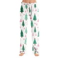 thumbnail image 1 of WTOBBY Women's Anime Design Pajama Pants with Christmas Print, Sleepwear for Casual Use, Elastic Waist for Comfort, Straight Leg Yoga Trousers, Ideal for Home and Lounge,White XL, 1 of 7