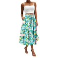 thumbnail image 1 of WTOBBY Women's Bohemian Floral Print Casual Skirt with Secure Side Pocket, Temperament Style Skirt for Everyday Wear Boho Fashion and Music Festivals,Cyan L, 1 of 4